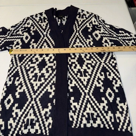 Talbots Womens Linen Knit Cardigan Open Front Sz Lp Beach Lightweight Blue White - Picture 8 of 10